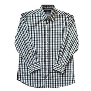 Nick Graham Medium Green Plaid Luxury Modern Fit Gingham Button Down Shirt